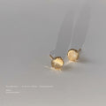 Gold Tone Cream Cat Eye Round Stone Stud Earrings For Women view 1