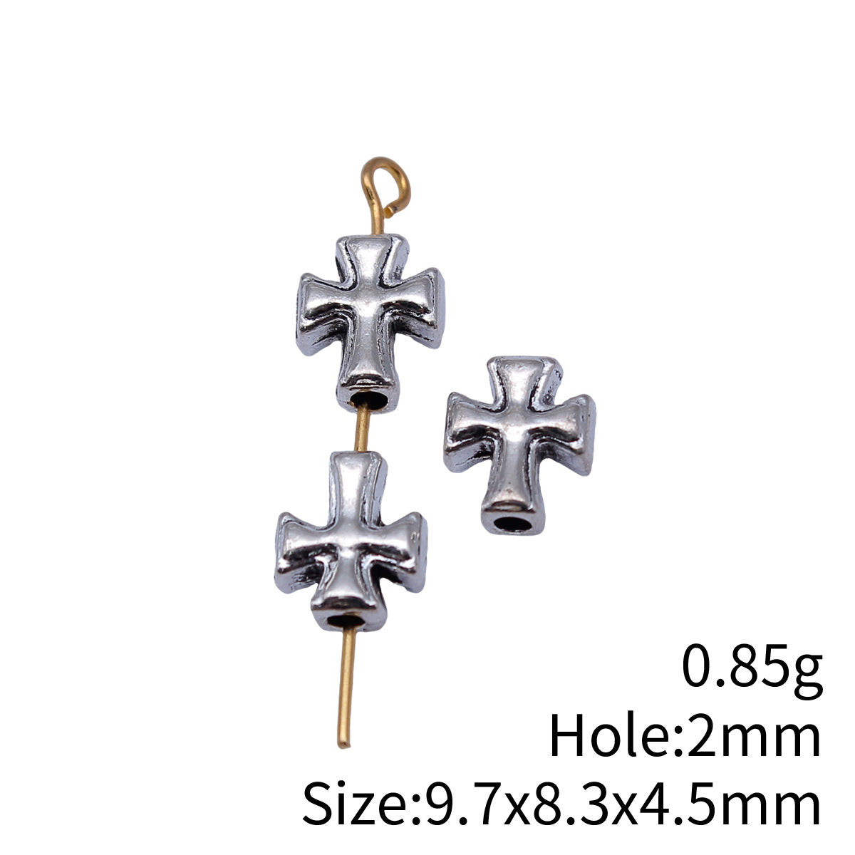 9.7x8.3x4.5mm 0.85g Multicolor Zinc Alloy Cross Small Hole Spacer Beads for Bracelet Necklace DIY Making