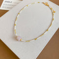 Gold Bead Bracelet And Pink Stone Bead Necklace Pieces view 7