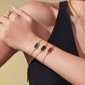 Oval Crystal Stone And Clover Flower Pendant Necklace Bracelets view 4