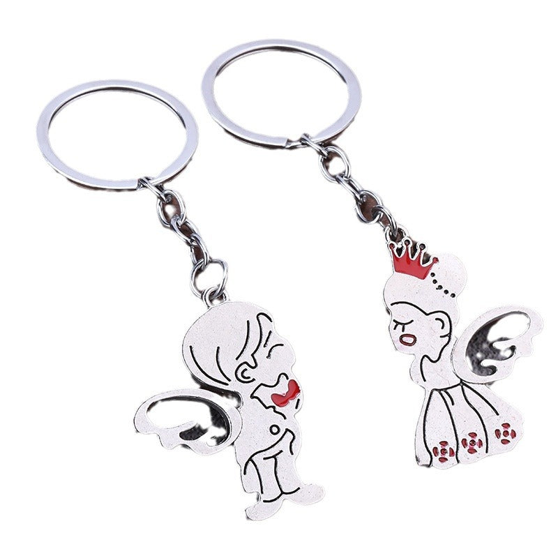 Couple Zinc Alloy Keychain Set Romantic Gift Pendant Accessory