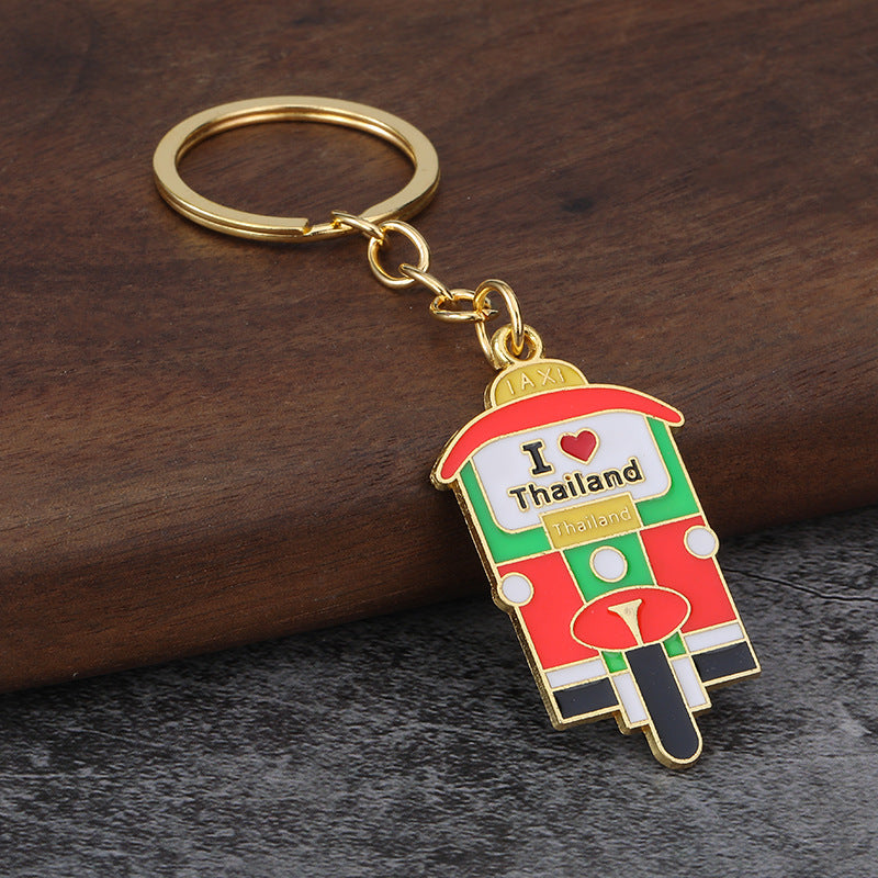 Three Wheel Motorcycle Metal Keychain, Tuk Tuk Model Pendant