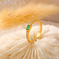 Open Ring Rectangle Glass Stone Crystal Pave Adjustable Band view 2