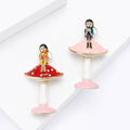 Enamel Girl on Mushroom Brooch in Red or Pink Styles view 3