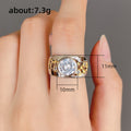 Two Tone Bezel Round Crystal Band Ring US Sizes 6-10 view 5