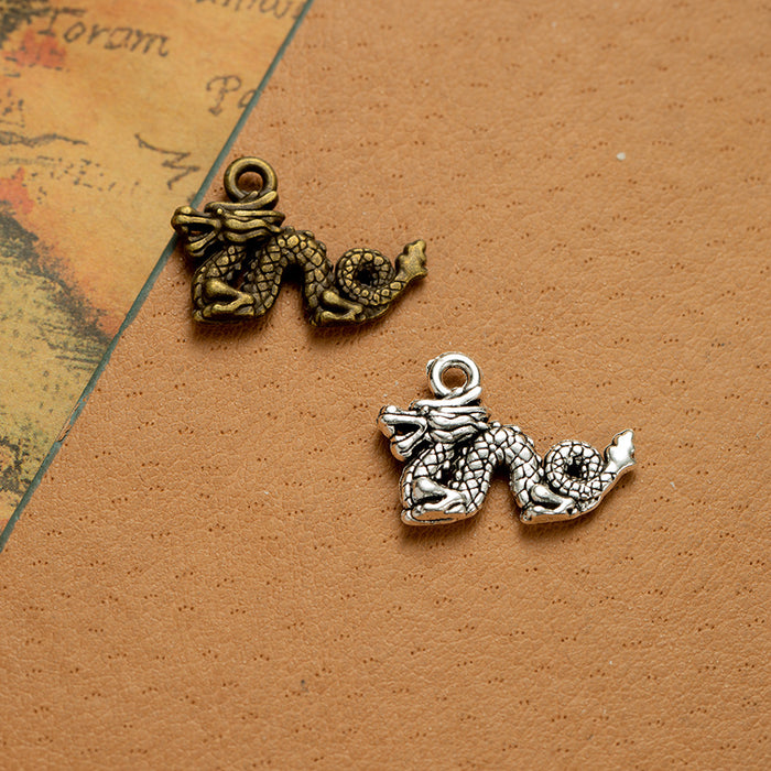 21x15mm Double-Sided Chinese Dragon Alloy Pendant Charm