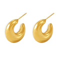 Hollow Crescent Moon Stud Earrings Gold Or Steel Finish view 5