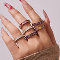 Triangle Crystal Eternity Rings in Six Colors and Three Sizes view 4