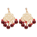 Filigree Floral Bead Chandelier Earrings In Two Colors view 5
