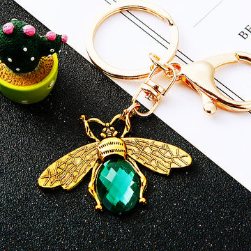 Minimal Jeweled Bee Keychains in Six Colors plus Assorted Color Option