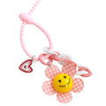 Gingham Daisy Smiley Charm Keychain With Silicone Bead Strap view 5