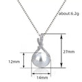 Silver Tone Faux Pearl Twist Loop Clear Stone Pendant Necklace view 4