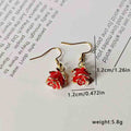 Red Rose Enamel Drop Earrings with Stainless Steel Ear Wires view 4