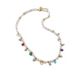 White Pearl Style Necklace with Colorful Bead Charms view 5