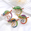 Green Gold Tone Lizard Crystal Four Designs Metal Brooch Pin view 4