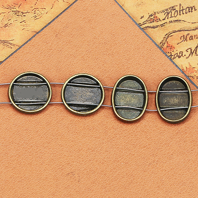 Vintage Alloy Bead Cabochon Tray Pendant Base