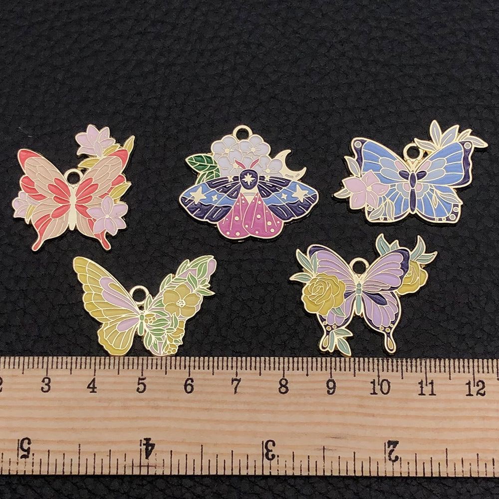 Zinc Alloy Flower Butterfly Charm Pendant for DIY Necklace Keychain Bag Jewelry Making