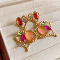 Colorful Open Heart Faceted Stone Drop Stud Earrings view 2