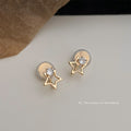 Gold Open Star Earrings Clear CZ Stud and Clip-On Styles view 7