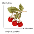 Enamel Leaf Berry Brooch Gold Branch Red Or Black Berries view 6