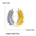 Wheat Laurel Wreath Brooch in Four Blue and Gold Arrangements view 9
