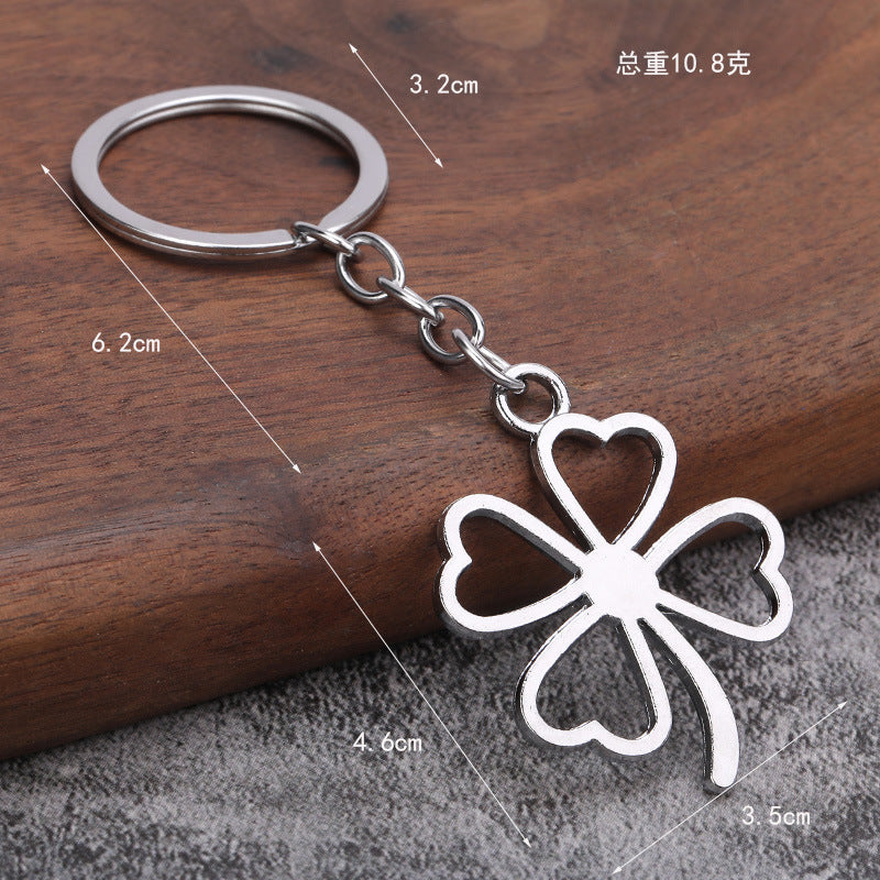 Minimalist Four-Leaf Clover Alloy Keychain Bag Charm Gift