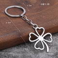 Heart Outline Four Leaf Clover Metal Keychain, Four Finishes view 2