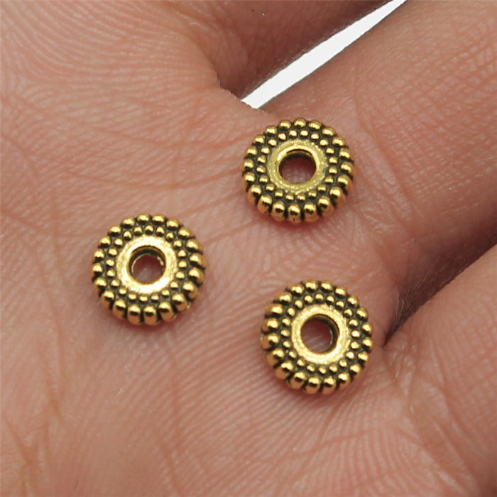 Beaded Edge Large Hole Ring Spacers in Two Antique Finishes