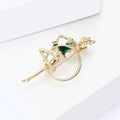 Gold Green Enamel Rhythmic Gymnast Hoop Brooch Pin view 2