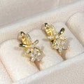 CZ Marquise Flower Leaf Huggie Hoop Earrings Alloy view 3