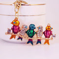 Colorful Five Bird Rhinestone Keychain With Split Ring view 3