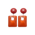 Red Round and Amber Open Rectangle Drop Stud Earrings view 5