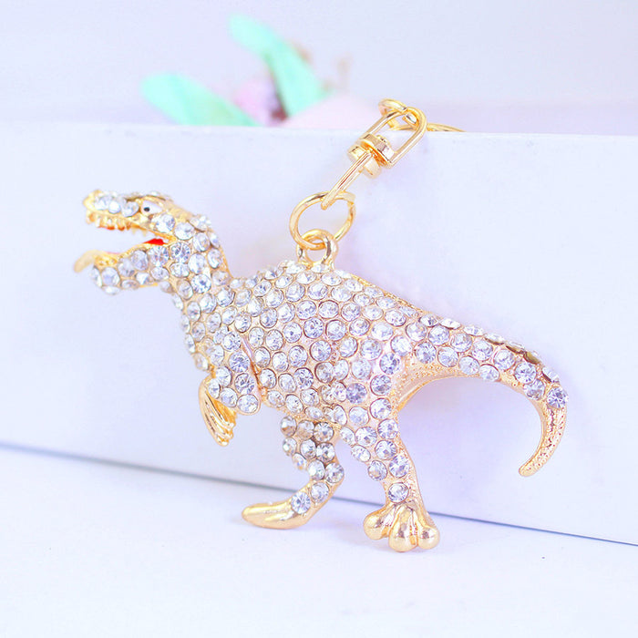 Rhinestone Dinosaur Animal Car Keychain Metal Bag Charm