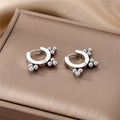 Gold and Silver Tone Crystal and Bead Cluster Hoop Earrings view 7