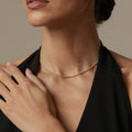 Gold Steel Twisted Sparkle Chain Necklace And Bracelet Set view 3