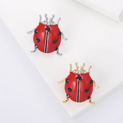 Red Enamel Ladybug Brooch front view
