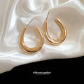 Polished Gold Tone U Shaped Hoop Stud Earrings Jewelry Accessory view 4
