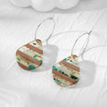 Striped Wood and Resin Geometric Hoop Earrings in Five Designs view 2