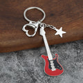 Metal Guitar Keychain With Star Charm And Heart Clasp, 24 Styles view 7