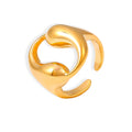 Dual Teardrop Hollow Open Band Metal Finger Ring Size 7 view 5