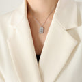 Rectangular Hands Eye Radiant Relief Pendant Necklace view 6