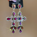 Multicolor Crystal Cross Dangle Stud Earrings Jewelry view 7