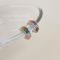 Silver Multicolor Crystal C-Shaped Huggie Earrings Twisted Band view 3