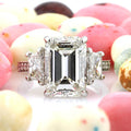 Oversized Rectangular Solitaire Three-Stone Ring In Silver Tone view 3