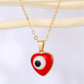 Gold Tone Heart Enamel Evil Eye Pendant Necklaces in Three Colors view 6