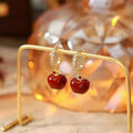 Red Heart Gold Tone Crystal Huggie Hoop Earrings Metal Tone Jewelry view 3