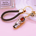 Jeweled Soccer Boot and Ball Keychain with a Blue Braided Loop view 2