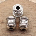 Antique Silver Metal Scripted Barrel Large Hole Bead For Jewelry Making view 2