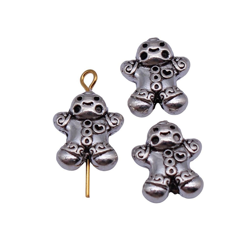 13x12x5mm 2.4g Multicolor Zinc Alloy Double-Sided Gingerbread Man Small Hole Beads for DIY Jewelry