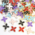 Colorful Four Petal Flower Jewelry Components For DIY Earrings And Bracelets Charms view 5